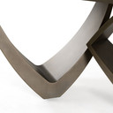 Evermore Modern Faux Travertine Ceramic + Antique Brass Dining Table