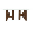 Vesper Glass + Walnut Rectangular Dining Table