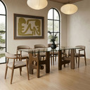 Vesper Glass + Walnut Rectangular Dining Table