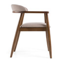 Cassin Mid-Century Modern Tan Fabric + Walnut Dining Chair