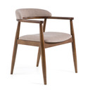 Cassin Mid-Century Modern Tan Fabric + Walnut Dining Chair