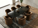 Darnaby Dark Grey Glass + Walnut Dining Table