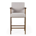 Gannon Beige Fabric + Walnut Counter Chair, Set of 2