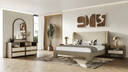 Julio Beige Fabric Bed, Queen
