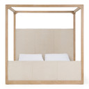 Escata Beige Fabric + Natural Oak Canopy Bed, Eastern King