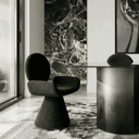 Nuvo Black Fabric + Brushed Black Dining Chair