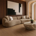 Cassidy Tan Fabric Curved Mini Sectional Sofa