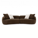 Cassidy Brown Fabric Curved Mini Sectional Sofa
