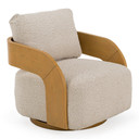 Ulysses Beige Fabric + Natural Oak Swivel Accent Chair