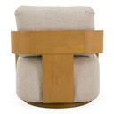 Ulysses Beige Fabric + Natural Oak Swivel Accent Chair