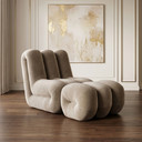 Divot Modern Taupe Fabric Accent Chair + Ottoman