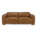 Arthello Brown Leather Sofa w/ 2 Power Recliners & Headrests