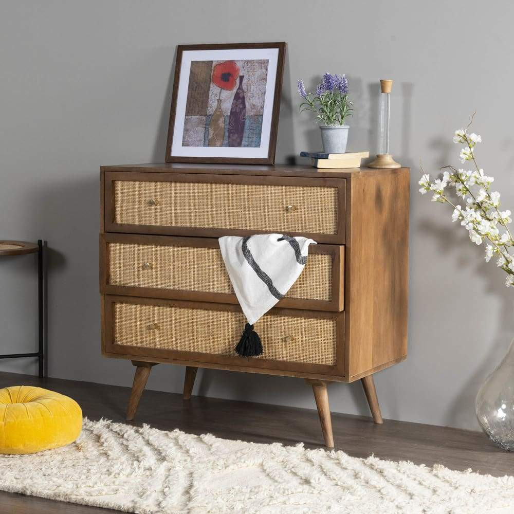 Karina Three Drawer Dresser Walnut Designdistrict