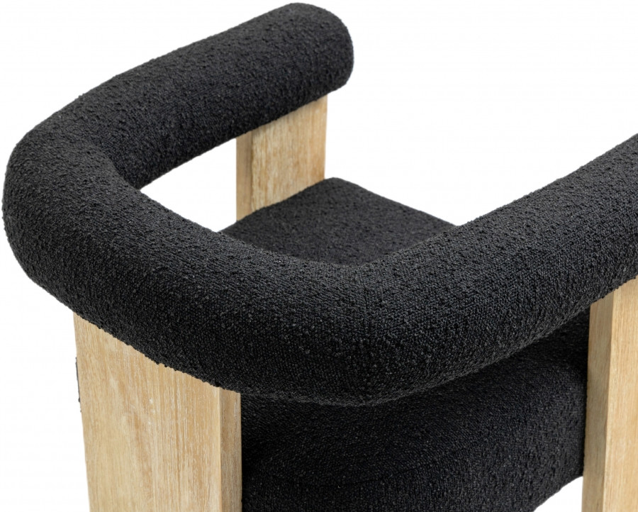 Blasé Black Boucle Dining Chair, Natural Wood