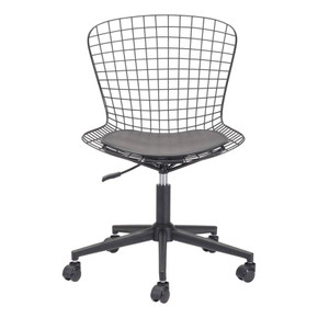 Wire Style Office Chair Black, Black Cushion