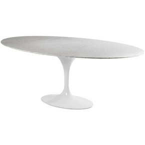 Premium Marble Pedestal Dining Table Oval, 79"