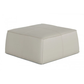 Hayes Light Grey Leather Square Ottoman