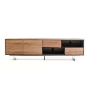 Torey Modern Walnut TV Stand, Black