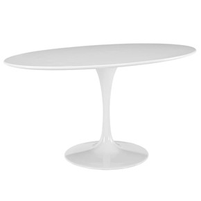 Pedestal Design 60” Oval Wood Top Dining Table