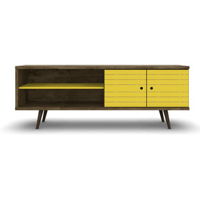 Libby Mid Century TV Stand, Line Brown Yellow 63"