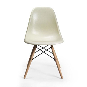 Designdistrict Retro Side Chair, White Fiberglass, Set of 2