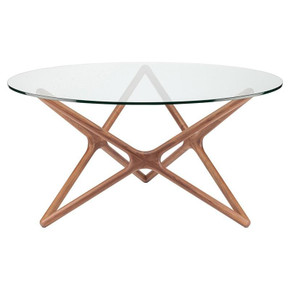 Star 59 Inch Round Dining Table, Walnut