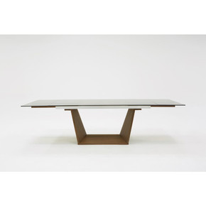 Babia Smoked Glass & Walnut Extendable Dining Table