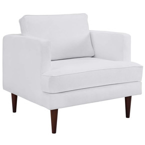 Agile Upholstered Fabric Armchair, White