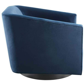 Modern Swivel Accent Lounge Chair, Midnight Blue Velvet