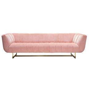 Venus Sofa in Blush Pink Velvet, Gold