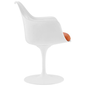 Pedestal Design Dining Vinyl Armchair, Orange
