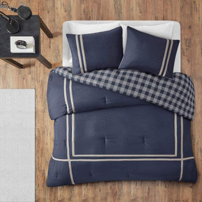 Preppy Reversible Comforter Set, Navy