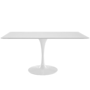 Pedestal Design 60” Rectangle Wood Top Dining Table