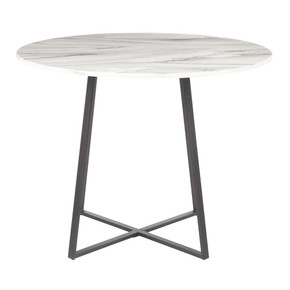 Covina Dining Table Black Metal, White Marble
