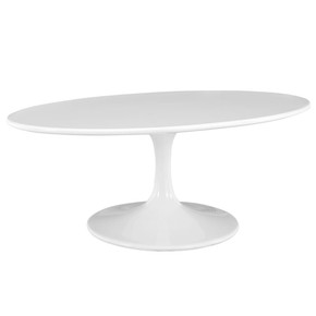 Pedestal Design 42" Oval-Shaped Wood Top Coffee Table