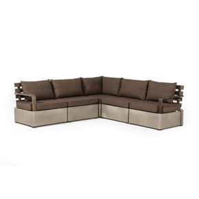 Garza Outdoor Concrete & Teak Modular Sectional