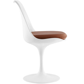 Pedestal Design Dining Vinyl Side Chair, Tan