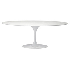 Pedestal Dining Table, 77" Oval, Matte White