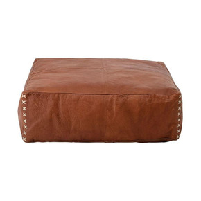 Cattleman Leather Pouf, Tobacco