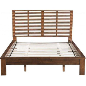 Linear Walnut Queen Platform Bed