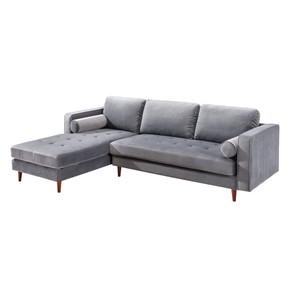 Como Grey Velvet Sectional LAF