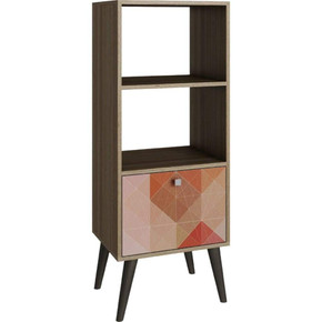 Davi Double Bookcase, Fluorescent Orange & Red Door