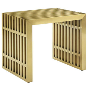 Gridiron Small Stainless Steel Bench, Gold