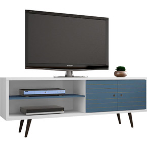 Libby Mid Century TV Stand, Line White Aqua 63"