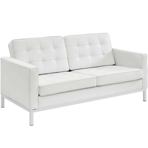 Loft Leather Loveseat, White