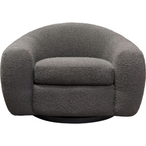 Pascal Swivel Accent Chair in Charcoal Boucle Textured Fabric