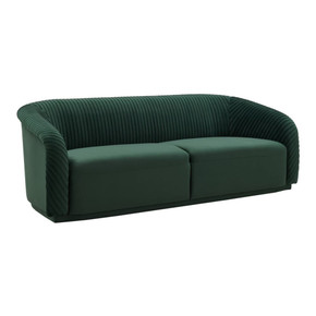 Nyla Pleated Green Velvet Sofa