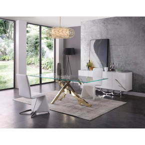 Branching Modern Glass & Gold Dining Table