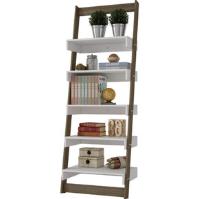 Carina Ladder Shelving in Oak Frame, White Shelves