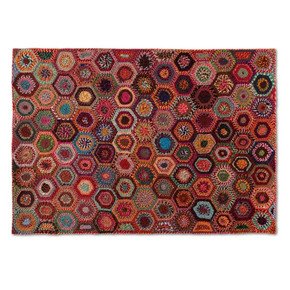 Amarillo Hand Woven Fabric Rug, Multi-Color